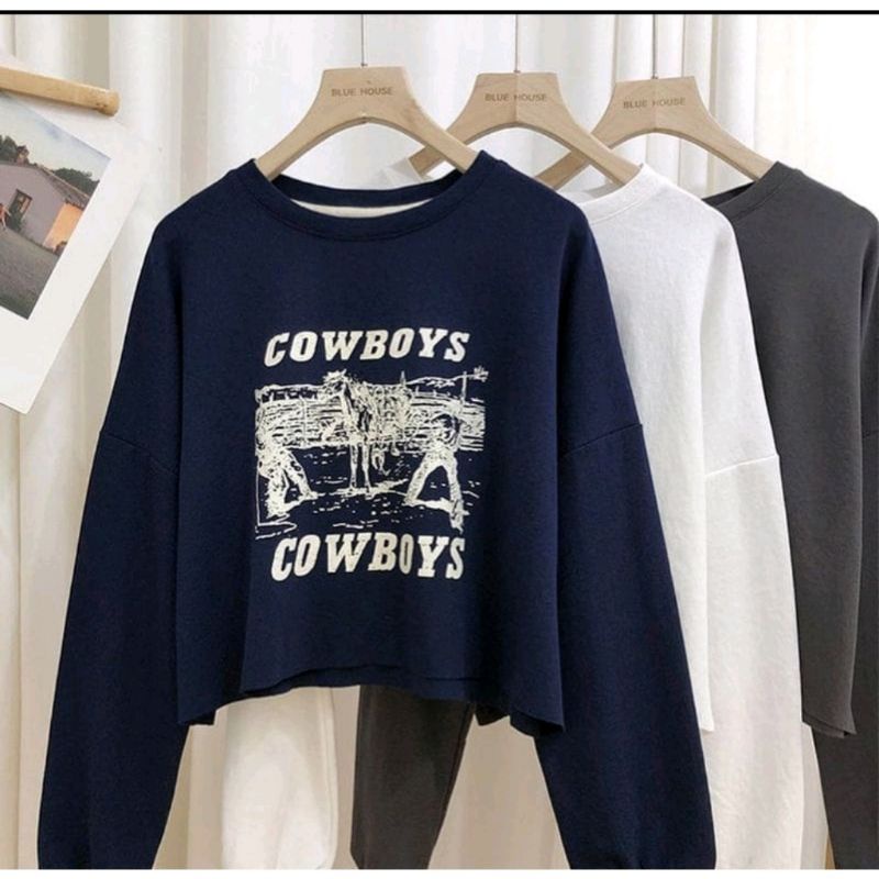 COWBOYS SWEATER CROOPE OBLONG CREWNECK WANITA