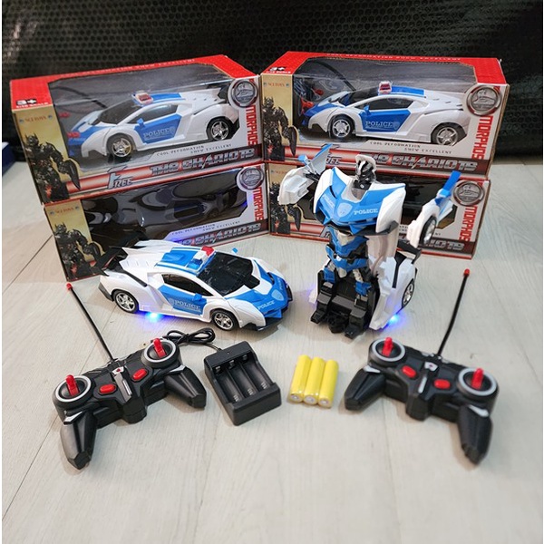 PROMO MAINAN MOBIL REMOTE CONTROL POLISI ROBOT RC POLISI ROBOT TRANSFORMER TERMURAH