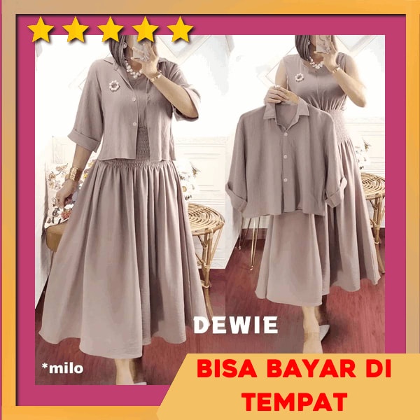 Stelan Remaja Kekinian Korean Style Woneset Terbaru One Set Fuji Crinkle Lengan Pendek On Set Crinkl