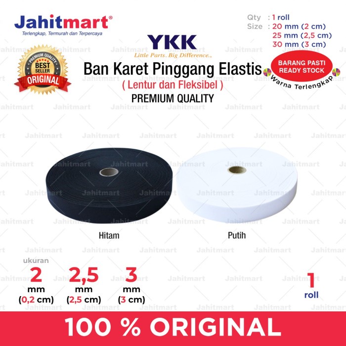 

BAN KARET PINGGANG ELASTIS MERK YKK / ROLL