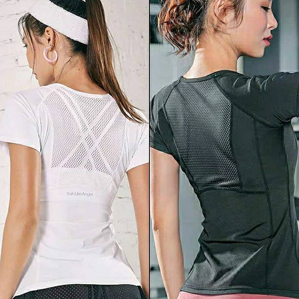 ￣Wez JdF Shop 522 - Gladys Sportees Slim Fit Kaos Sport Running Mesh Yoga Gym / Baju Atasan Olah Rag