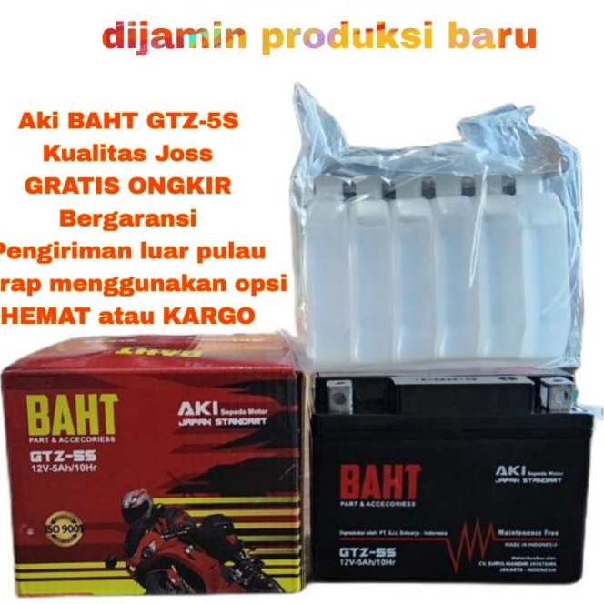 (BD7 Aki GRATIS ONGKIR Motor Aki kering baht gtz-5s merk baht kharisma, beat, supra x 125, vixion, m