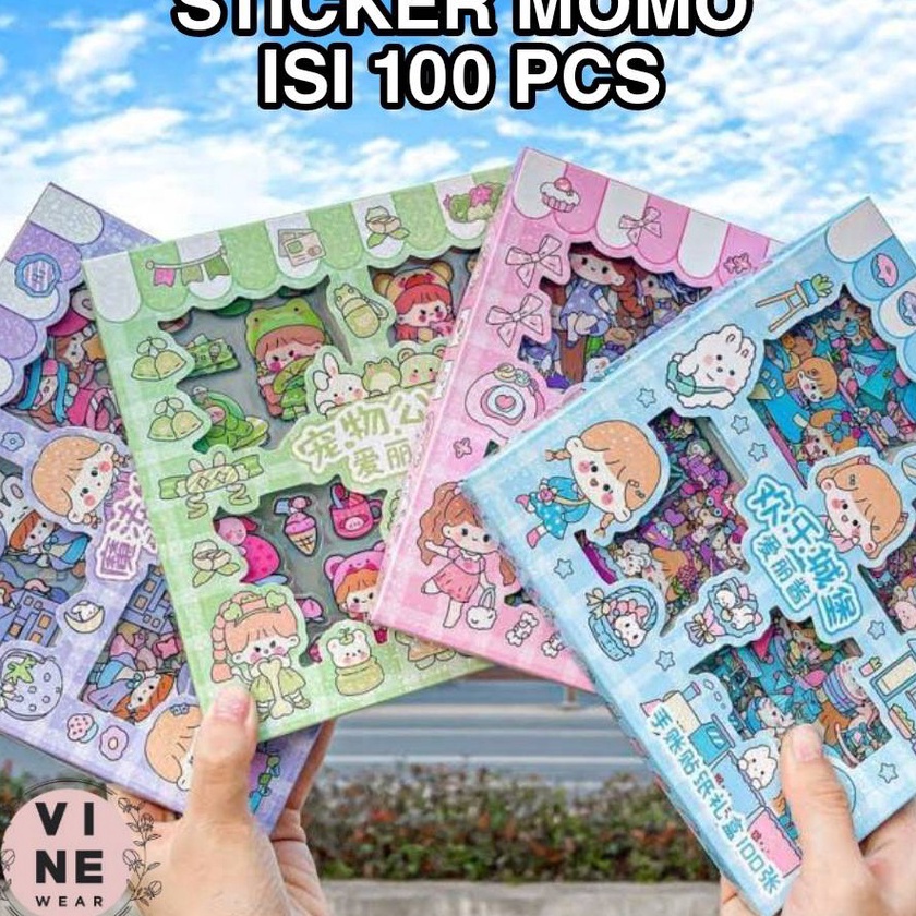 

[E.F♫11✔> Stiker 2D 100 Lembar Sticker Momo Kartun Korea Lucu Anti Air trendiing.