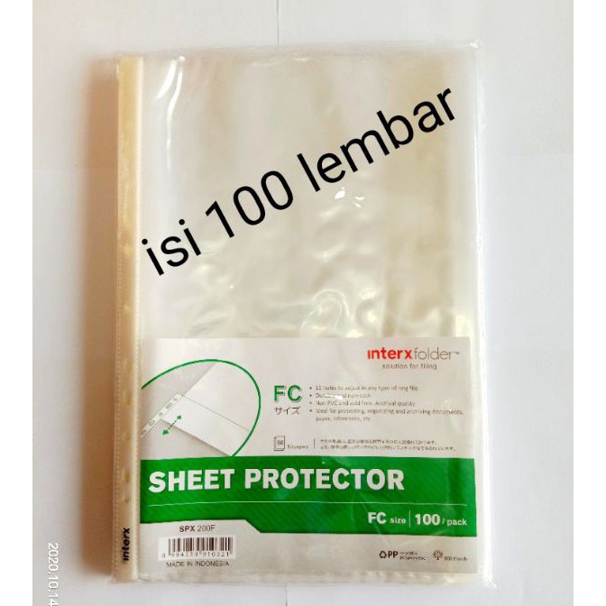 

[WZ♪.D☆) PP Pocket Folio InterX isi 100 Lembar / Sheet Protector F4 Inter X (pak 100)siapp.dikirim..!