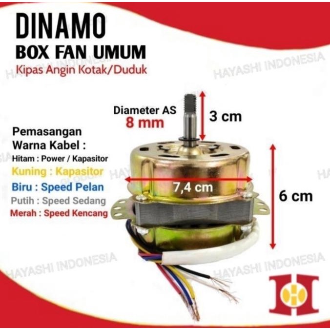 Dinamo Motor Kipas Angin Box Fan Kotak Duduk Maspion Sanex KDK RRT