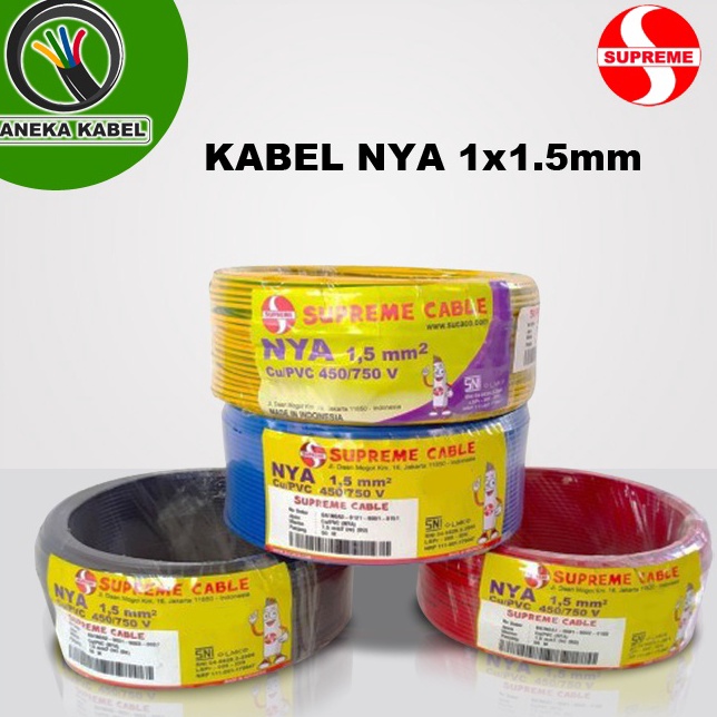 ❇IJA Kabel Listrik NYA 1.5mm / Kabel Kawat Tunggal 1.5mm / Kabel NYA 1.5mm Merek Eterna Supreme Espa