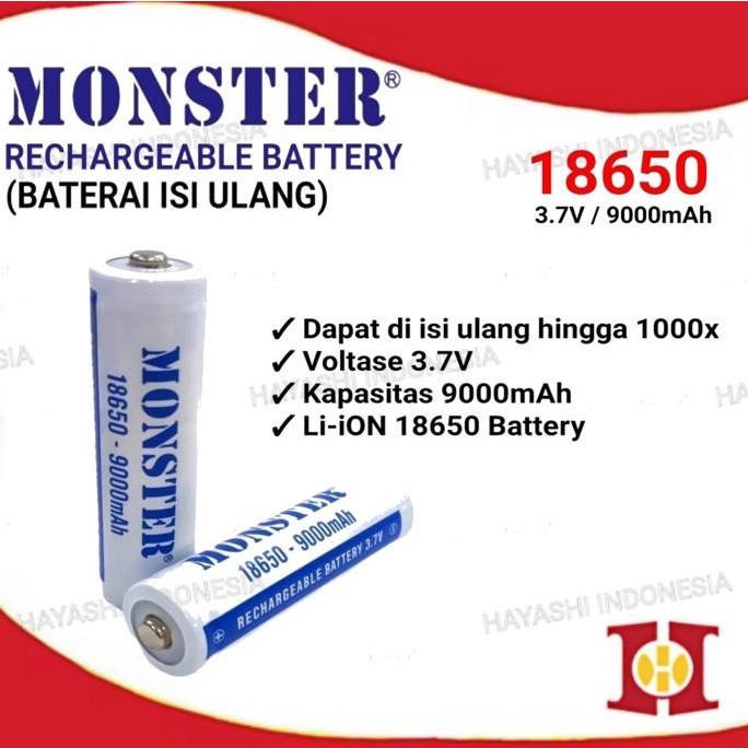 Baterai 18650 Batre Isi Ulang Battery Cas Senter Laser Kipas Angin