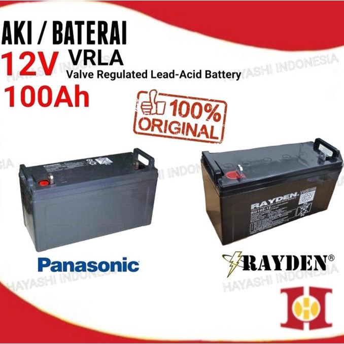 Aki 12V 100Ah Panasonic Original GP VRLA Accu Baterai UPS Mobil Motor