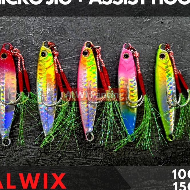 (0F-✓Z☎> ALWIX Metal JIG + Assist Hook JIGPARA 10gr 15gr 20gr ~ Micro Metal Jig UL UV Killer NON GID