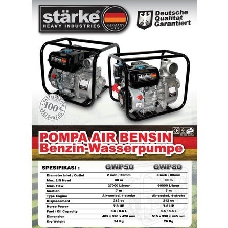 Starke Mesin Pompa Air Irigasi GWP 80 Pompa Alkon Bensin 3 Inch GWP80 keren