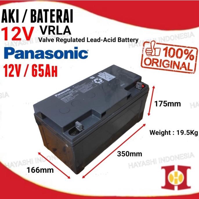 Aki 12V 65Ah Panasonic Original GP VRLA Accu Baterai UPS Mobil Motor