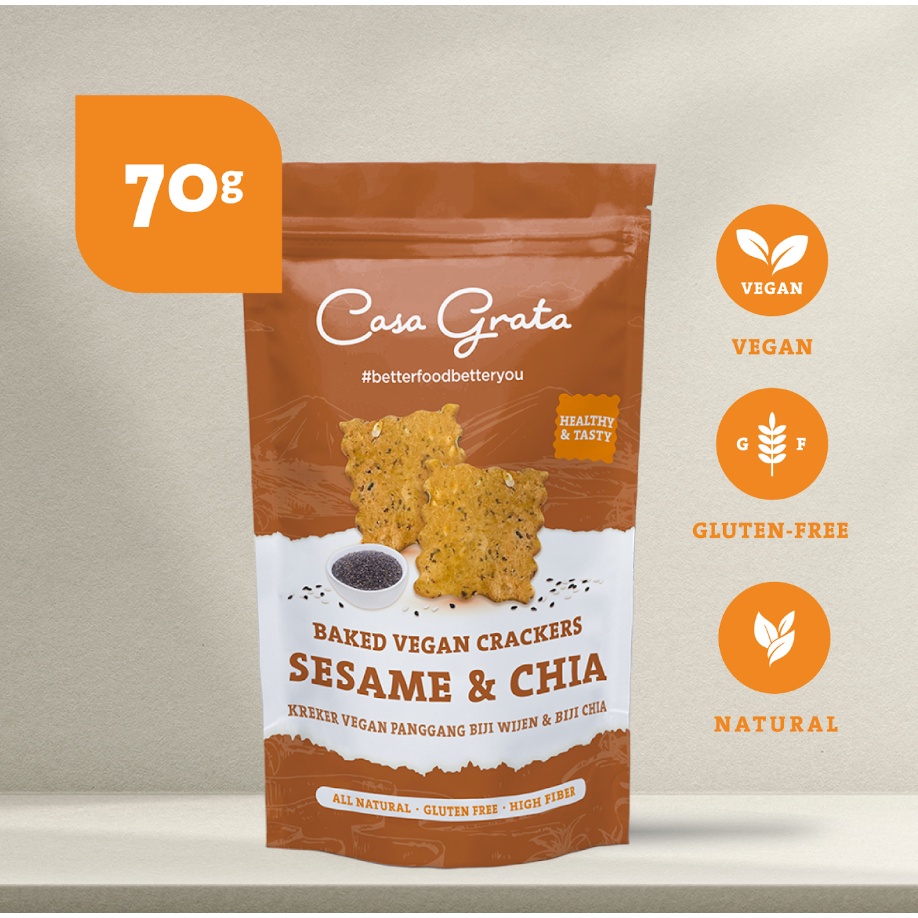

Casa Grata - Sesame & Chia Craers / Keripik Wijen / Sna Sehat / Sna Vegan / Sna Gluten Free / Sna
