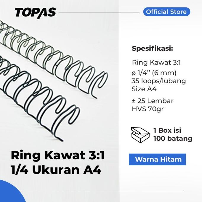 

Bagus Topas Ring Kawat Spiral Jilid A4 3:1, 35 Loop - Hitam -1/4 [Box]