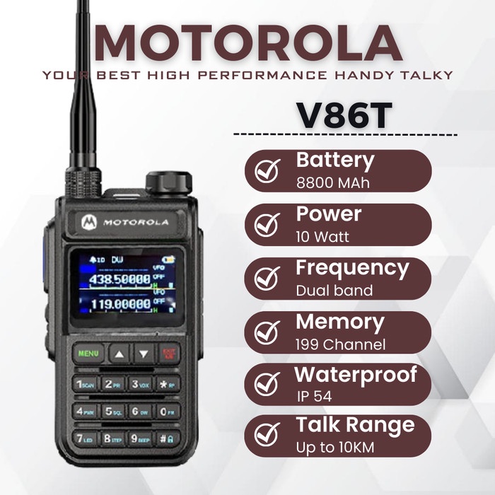Radio HT Motorola V86T Dualband Handy Talky 8800mAh 12Watt Waterproof