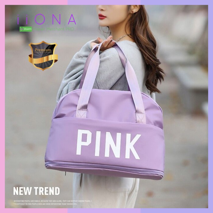 Tas Travel Bag Duffle PINK FASHION Tas Gym Piknik Jinjing Wanita Korea