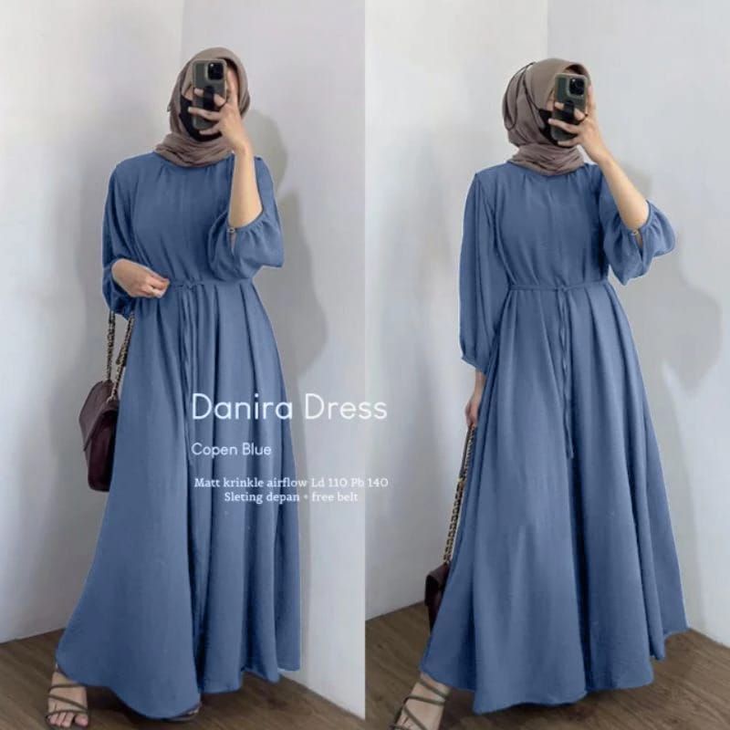 UKURAN S M L XL XXL DANIRA DRESS CRINCLE AIRFLOW GAMIS TERBARU