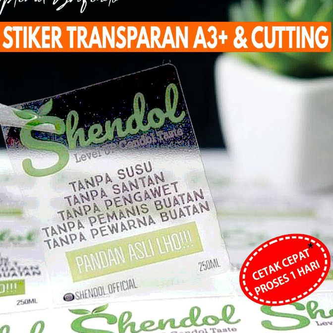 

(R»R ごS) Cetak Stiker A3+ Print plus Cutting Stiker Vynil / Transparan Model Bebas. Stiker Produk Label Makanan Minuman Hampers/ supeer.keren..!