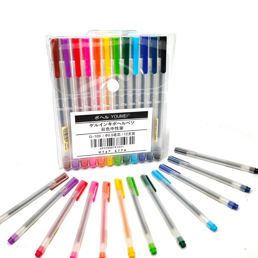 

(CH✮.X☛) Pulpen gel 12warna / 12pcs pulpen gel warna warni / Pulpen YOUMEI G103murah..!