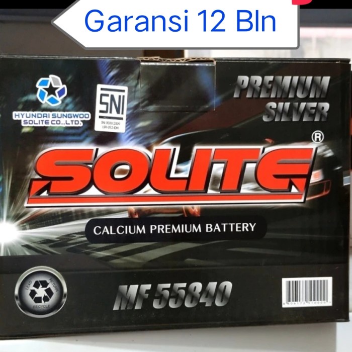 Aki Accu Kering Mobil Ford Fiesta Ford Ecosport Solite Din 55840 58 Ah Sparepart Mobil