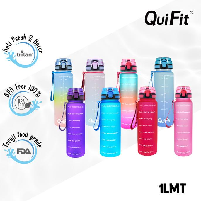 QUIFIT - [1LMT] Botol Minum Tritan Motivasi 1L 100% BPA FREE