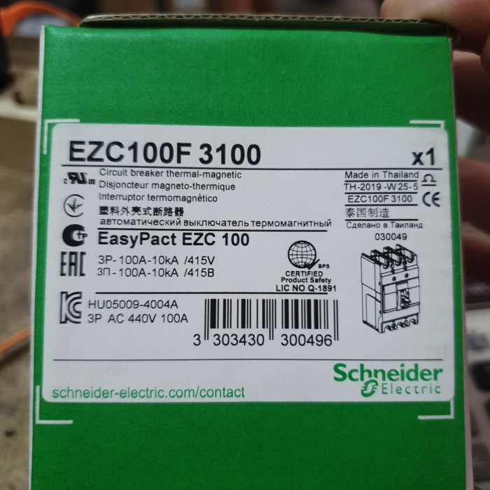Bestseller Mccb Breaker Ezc Easypact Ezc100F 3P 3 Phase 10Ka 60 75 80 100 A Amper