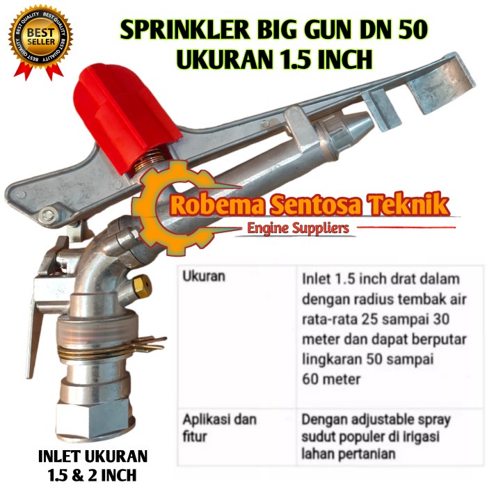 Sprinkler Big Gun Dn-50 (2 Inchi) Radius 35 Sampai 40 Meter Berkualitas