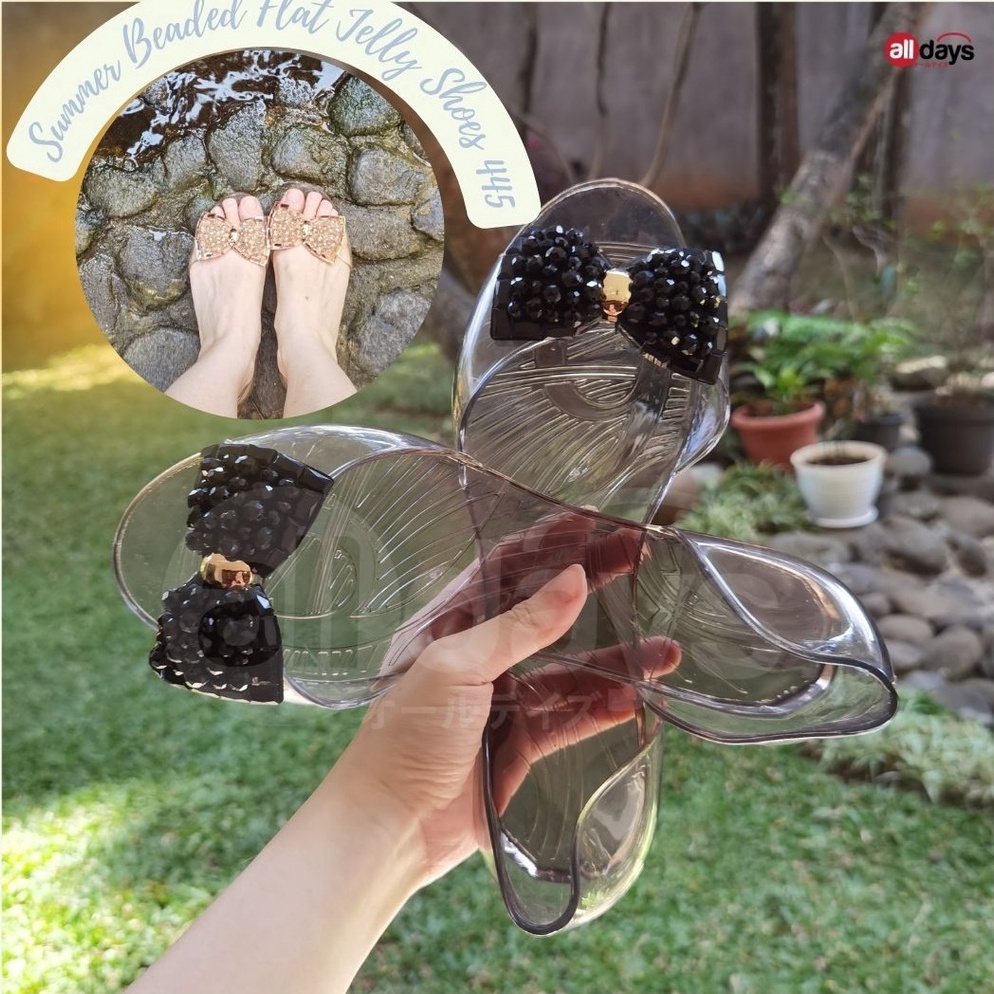 VIRAL Alldays Summer Beaded Flat Jelly Shoes Bead/ Sepatu Jelly Wanita Mute  445 Size 36-41