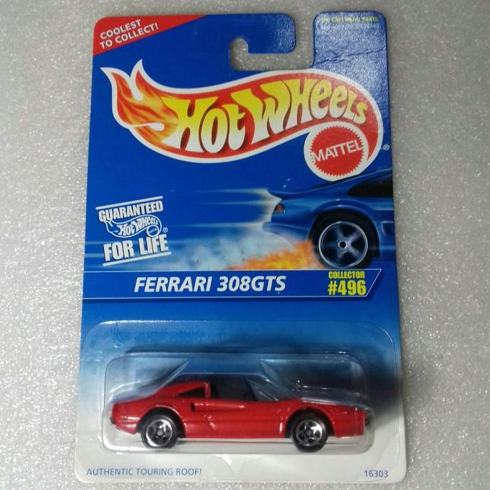 HOT WHEELS FERRARI 308GTS. BLUE US CARD 1995. COOLEST TO COLLECT. RARE