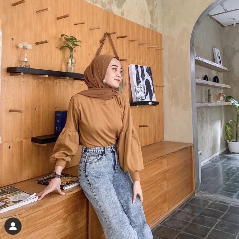 Top Sale.. KAOS RIB TANGAN BALON / KAOS RIB PREMIUM LENGAN BALON PEEMIUM SOFT / KAOS RIB PREMIUM TAN
