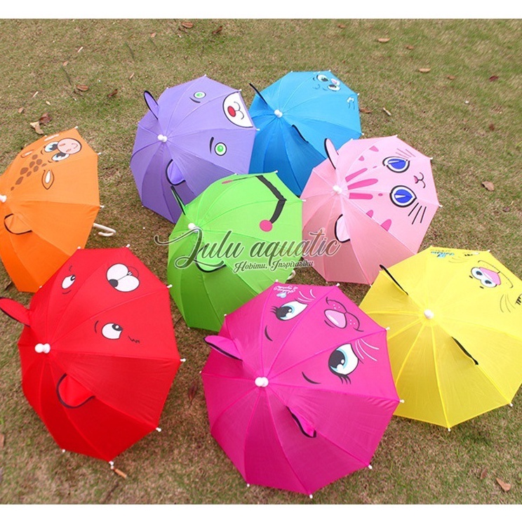 ￣ GROSIR Payung anak karakter kucing/ Payung mainan/ Payung motif animal kuping kecil /payung pelang