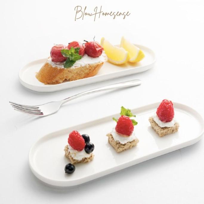 Piring dessert keramik putih piring kue hotel cafe simple elegan