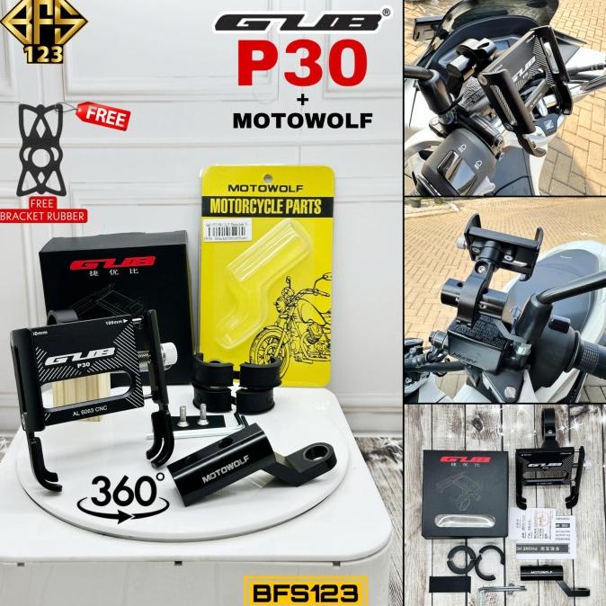 GUB P30 Phone Holder + Bracket Spion MOTOWOLF ORIGINAL