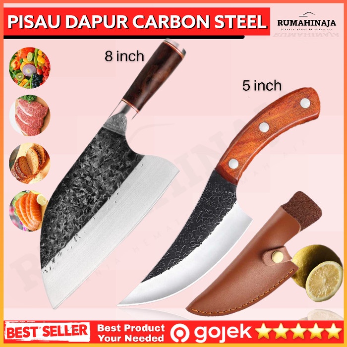 Pisau Dapur Carbon Steel Super Tajam Pemotong Daging Original Jepang