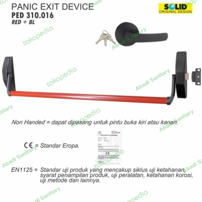 Bar Handle Pintu Darurat / Panic Door Exit Device Solid Ped 310+016