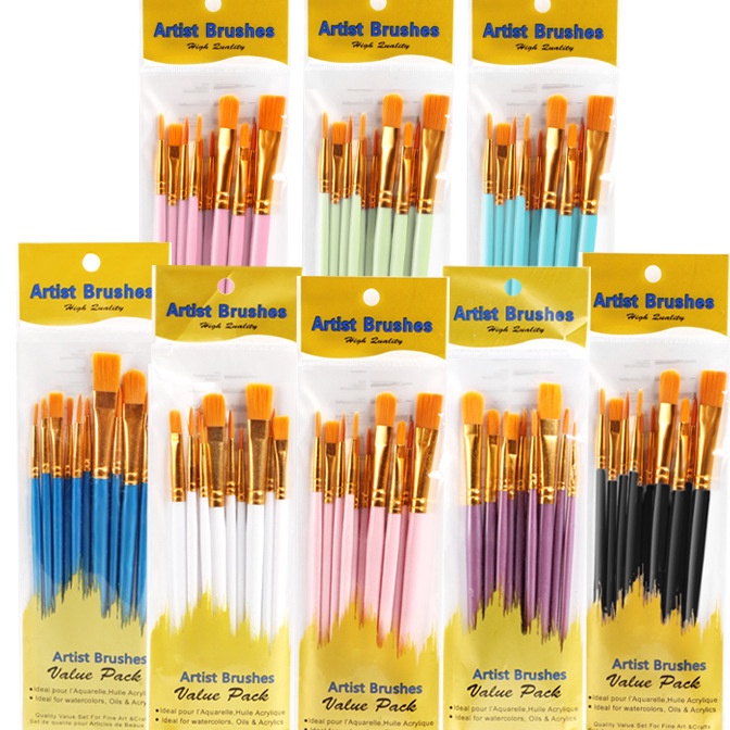 

(✉/HR☆B] 1 SET 10PCS KUAS LUKIS / SET KUAS MELUKIS CAT AIR, ACRYLYC DLL / PAINTING BRUSH BS - superr.keren.