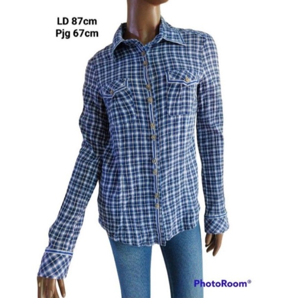 preloved branded MANGO plaid shirt kemeja kotak-kotak