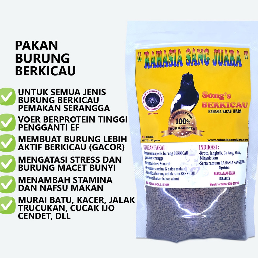 [PRODUK ZGLM8100] PAKAN BURUNG MURAI KACER BRANJANGAN BLACKTHROAT TRUCUKAN CENDET VOER BURUNG PROTEI