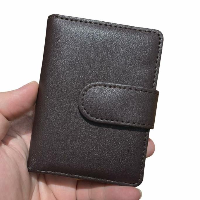 Trend Dompet Kartu Kancing Kulit Polos Card Holder Dompet Pria / Wanita Original