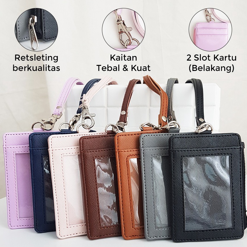 

(☀㊚ XNB] Lanyard Resleting Name Tag Seleting ID Card Holder Zipper Kulit Termurah PU Leather Lanyard NameTag /kekiniaan.!!