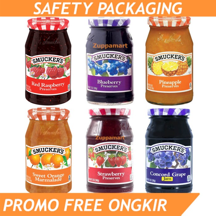 

SMUCKERS Strawberry Blueberry Grape Orange Apricot 340 Gr - Selai Buah
