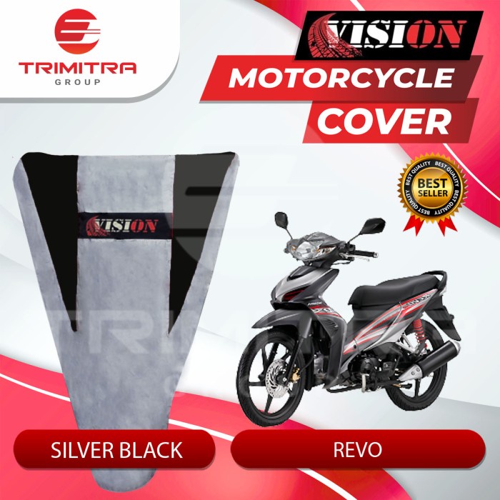COVER MOTOR SELIMUT/SARUNG MANTEL REVO VISION SILVER HITAM ready