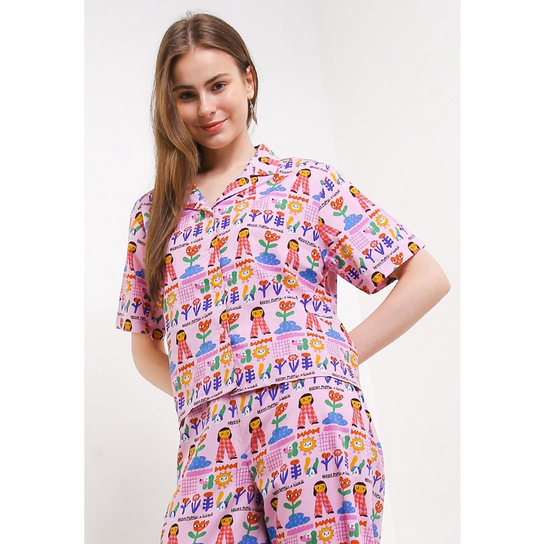 Kemeja Hush Puppies Original Wanita Baju over untuk kesan playful dan feminin Kerja Asli 100% Cantik