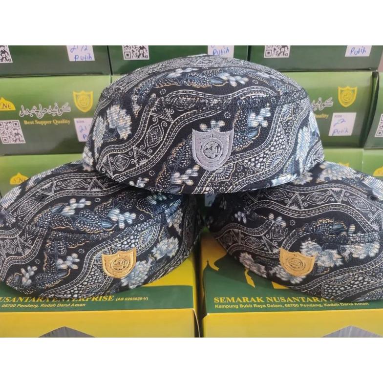 TERPERCAYA PECI/KOPIAH/SONGKOK MALAYSIA A7 PREMIUM MOTIF BATIK HITAM HJ ABDUL KAREEM ORIGINAL LARIS