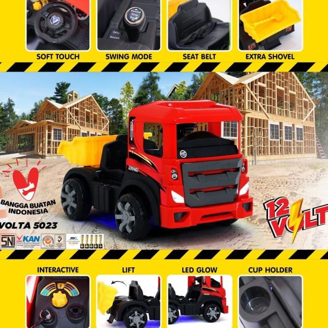 Mainan Anak Mobil Aki Truck Pasir Merah - Mega Truck Volta 5032