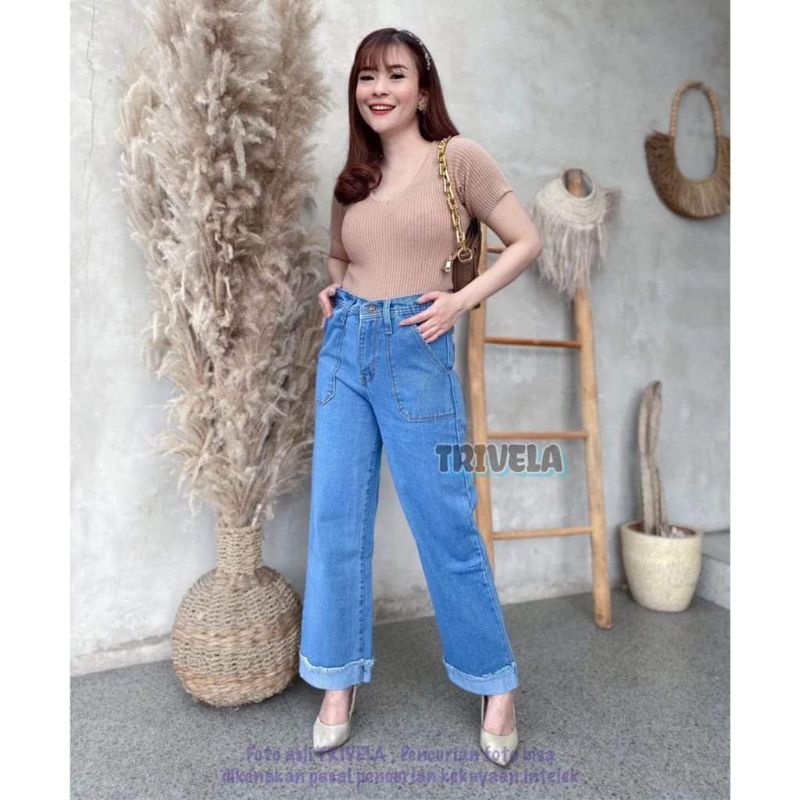 Kulot Jeans pinggang Karet