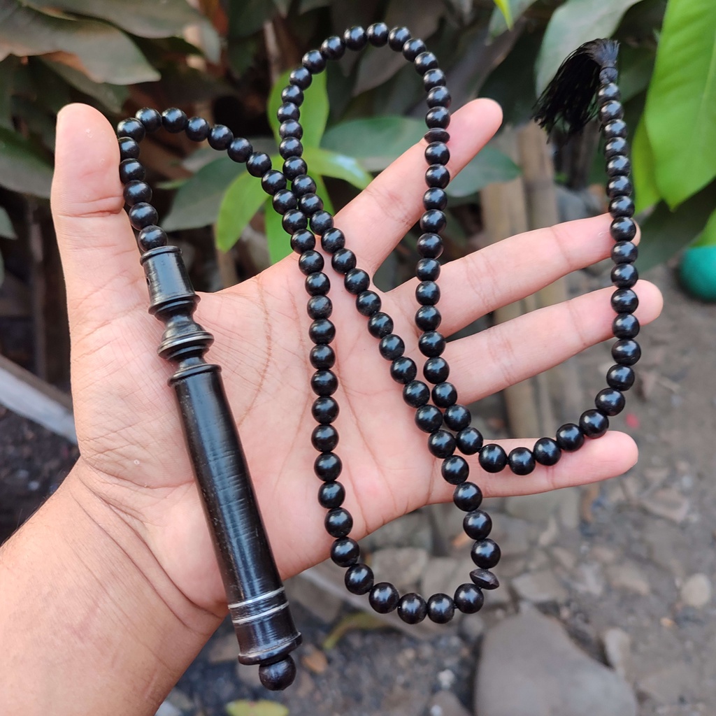 Tasbih Kelor Hitam Bentuk Cemeti/Cambuk Isi 99 Butir