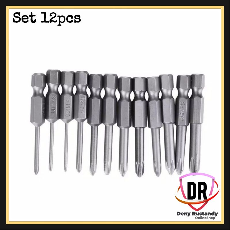 Mata Bor Obeng Plus Magnet Magnetic 50Mm 12Pcs Ph1 Ph2 Anti Slip