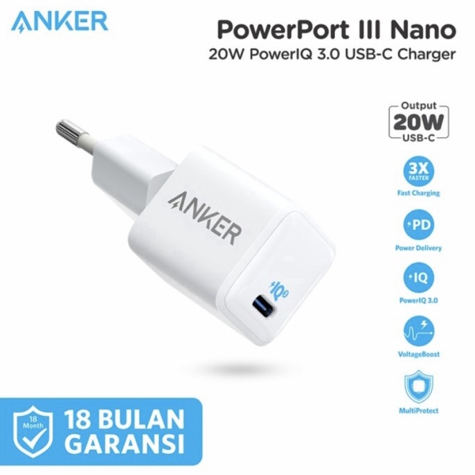 Murah Anker Powerport III Nano - Wall Charger 20W PD - A2633 - Garansi Resmi 39