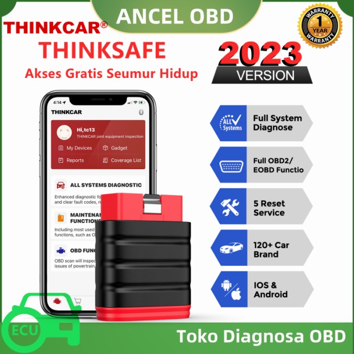 Bahasa IndonesiaThinkcar Thinksafe JOBD/EOBD/OBD2 Scanner Mobil
