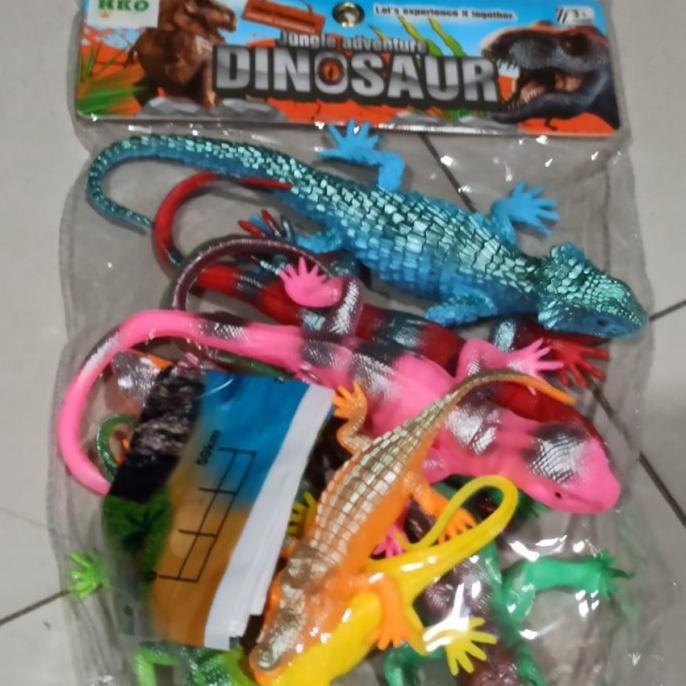 MAINAN MINIATUR HEWAN KARET IGUANA REPTIL ISI 8 PCS